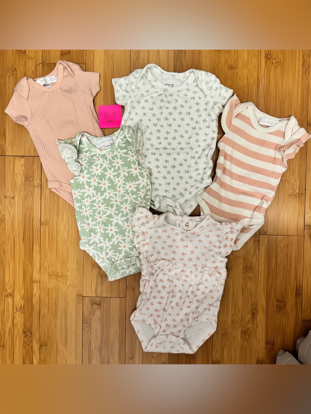 Rachel Zoe Baby Girls One-Piece Bodysuits - Pink, Green, Cream Patterns